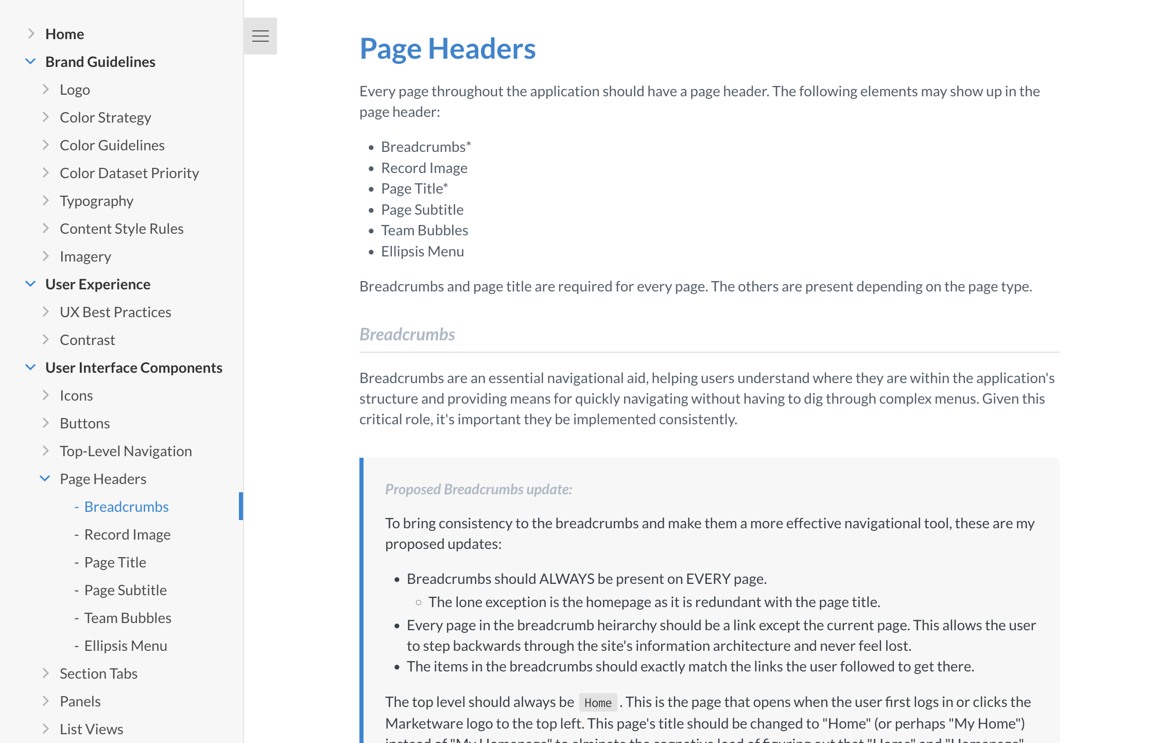Page Headers