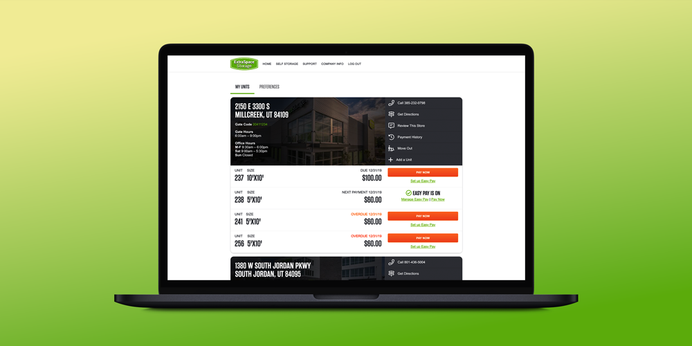 Extra Space Storage Account Management Portal
